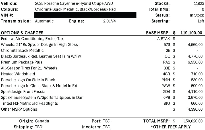 #11923 - 2025 Porsche Cayenne e-Hybrid Coupe AWD