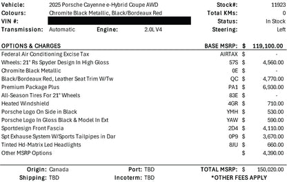 #11923 - 2025 Porsche Cayenne e-Hybrid Coupe AWD