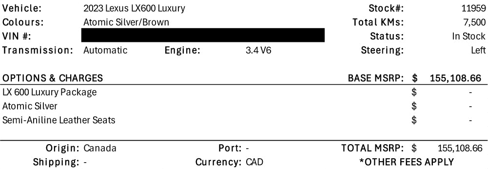 #11959 - 2022 Lexus LX 600 Luxury