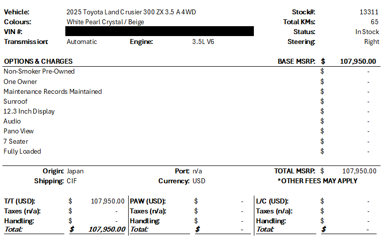 #13311 - 2025 Toyota Land Cruiser 300 ZX