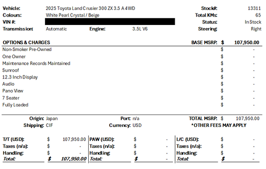 #13311 - 2025 Toyota Land Cruiser 300 ZX
